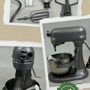KitchenAid silver Mixer with accessories unit